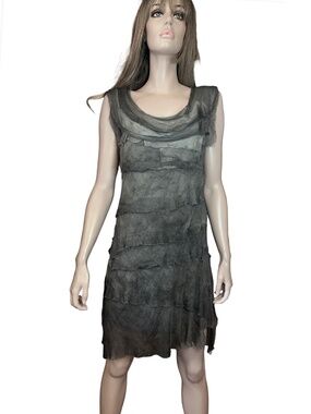 Gigi Moda Italy Silk Cocktail Dress Fluttery Tattered Tiered Ombre  Hand Made